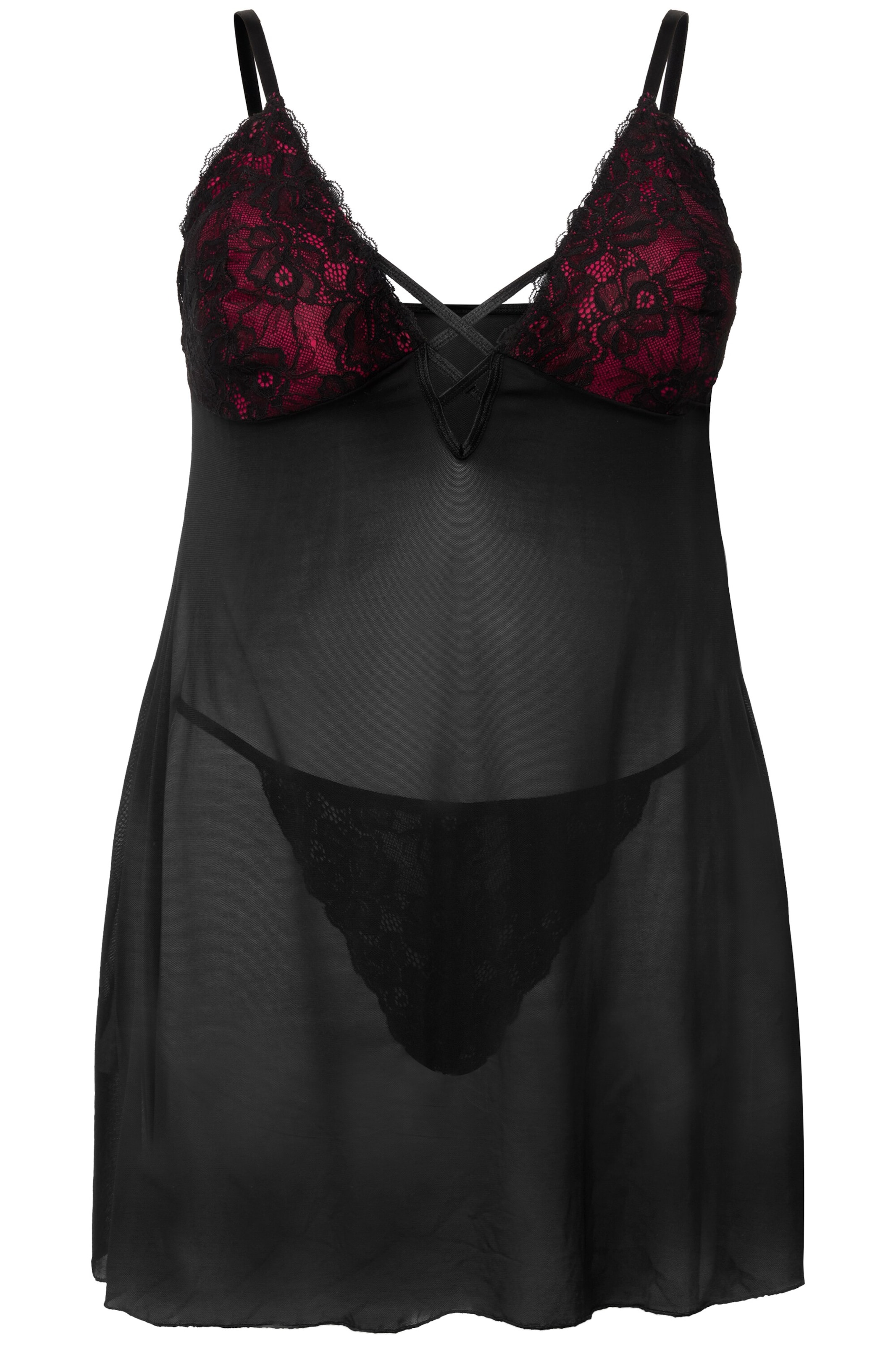 Ulla Popken Negligé in Zwart: voorkant