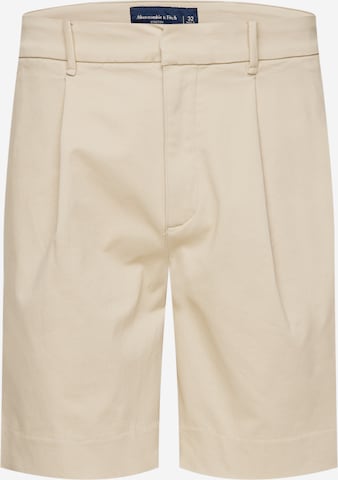 Abercrombie & Fitch regular Bukser med lægfolder i beige: forside