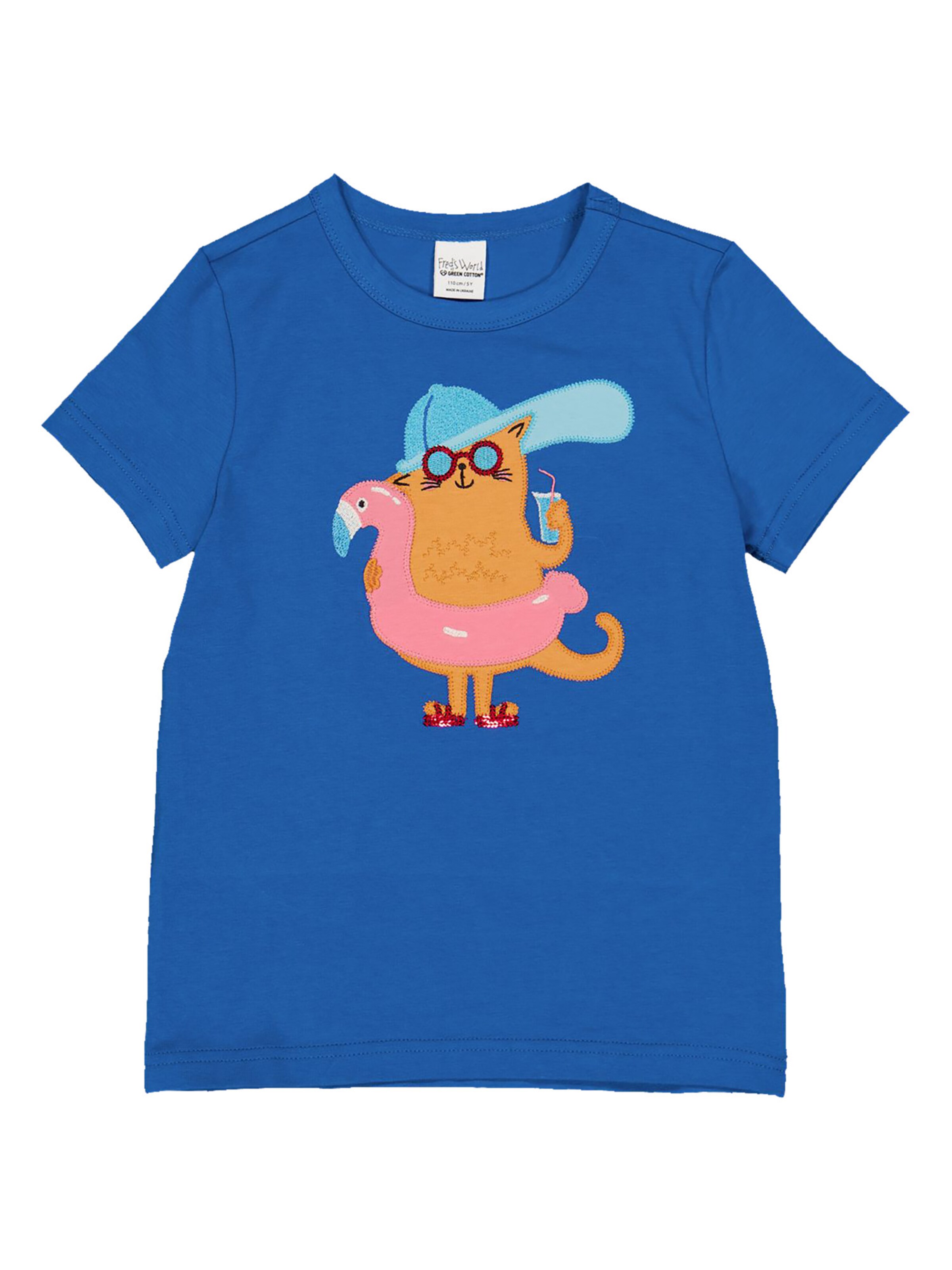 T-Shirt Fred's World by GREEN COTTON en bleu : devant