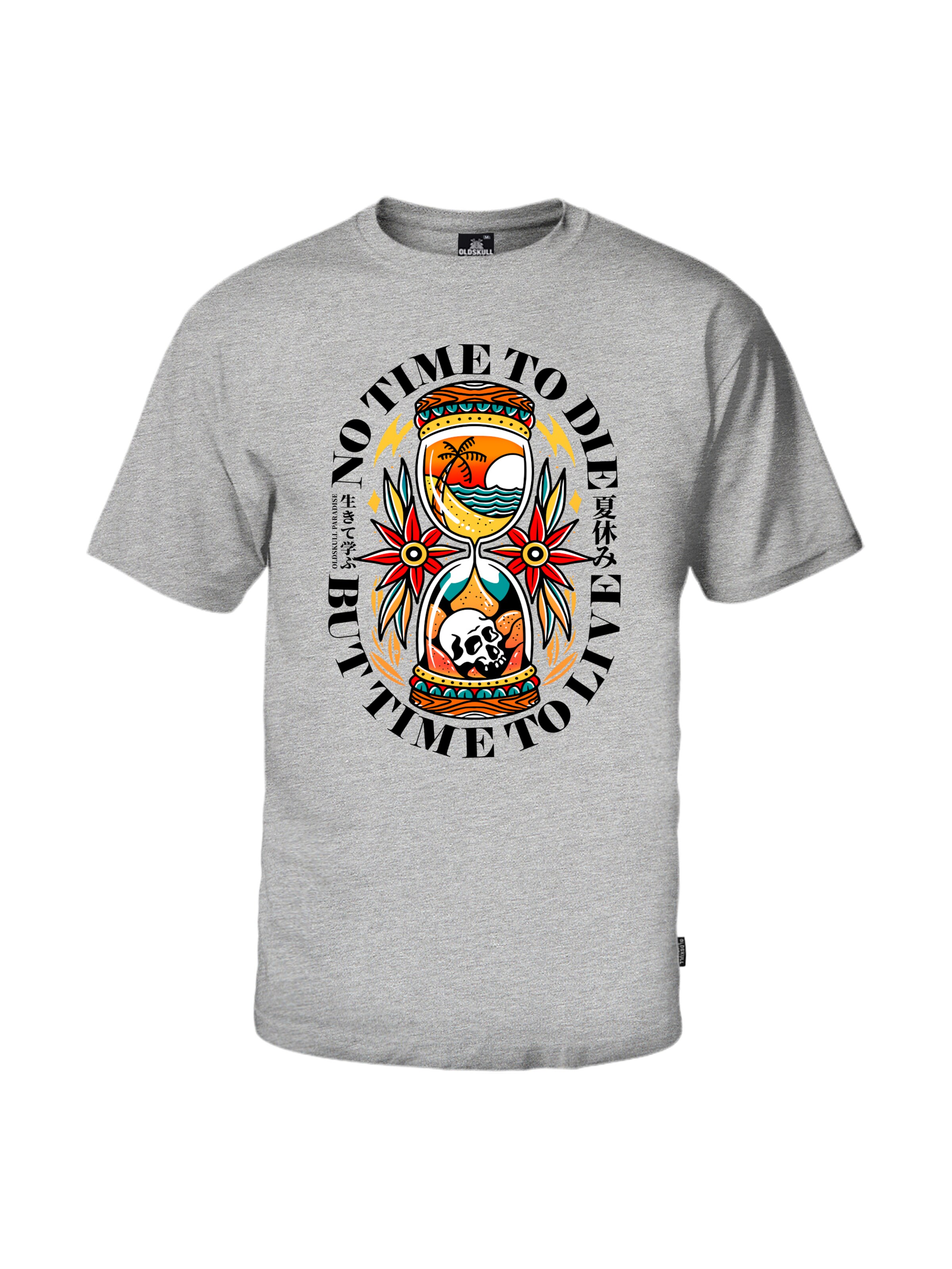 Oldskull Shirt 'Wrldvibe Time To Live' in Grey: front