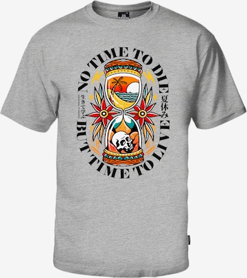 Oldskull Shirt 'Wrldvibe Time To Live' in Grey: front
