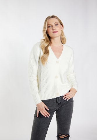 DreiMaster Vintage Knit cardigan in White: front