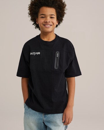 T-Shirt 'Salty Dog' WE Fashion en noir : devant