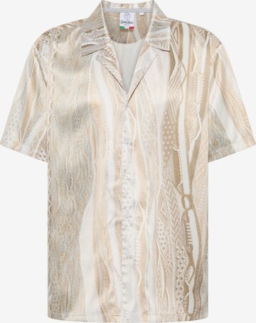 Carlo Colucci Comfort fit Button Up Shirt in Beige: front