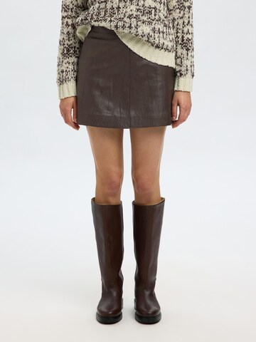 Jupe SELECTED en marron : devant