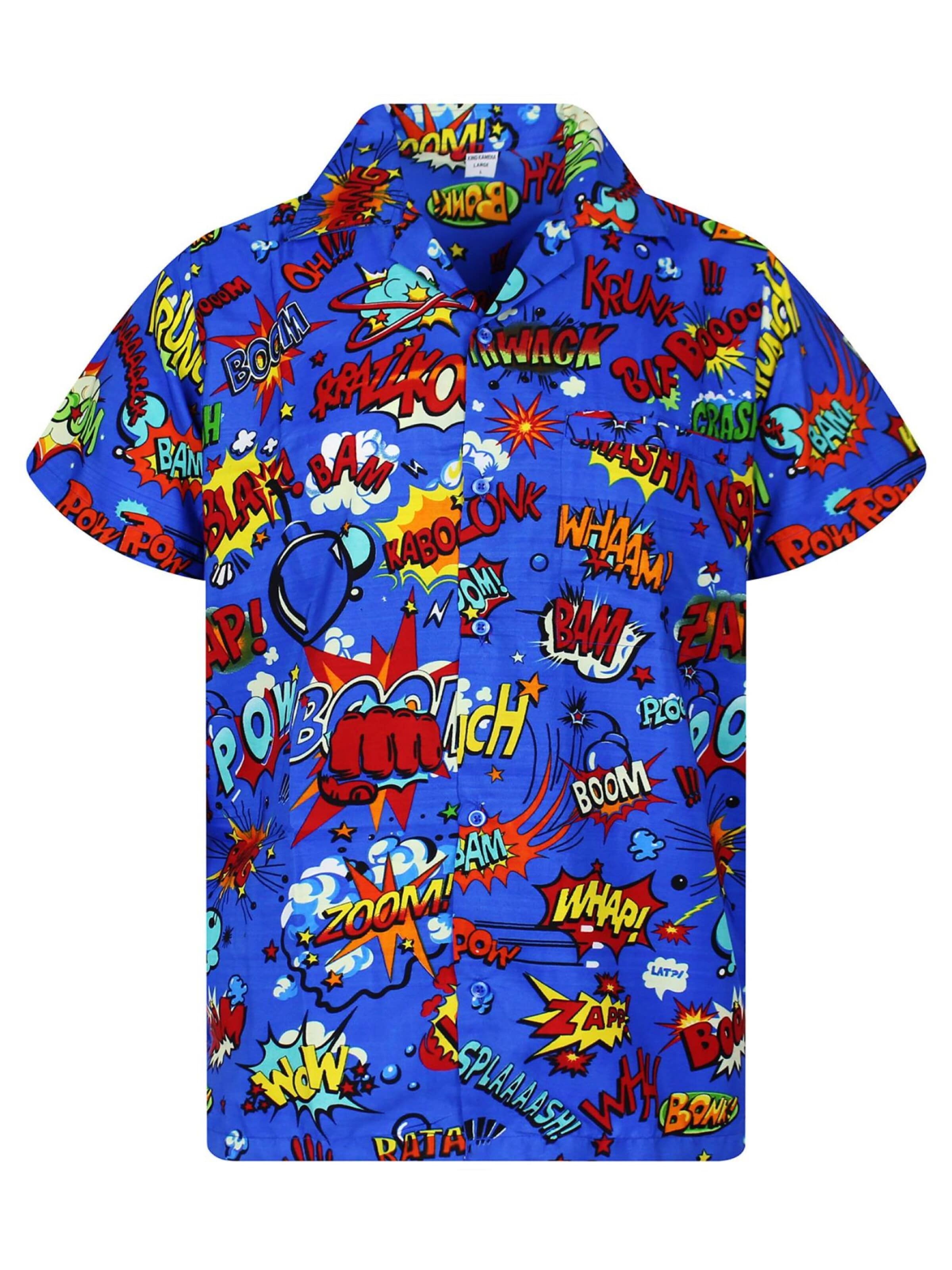 Maglietta 'Boom Bang' di King Kameha in blu: frontale