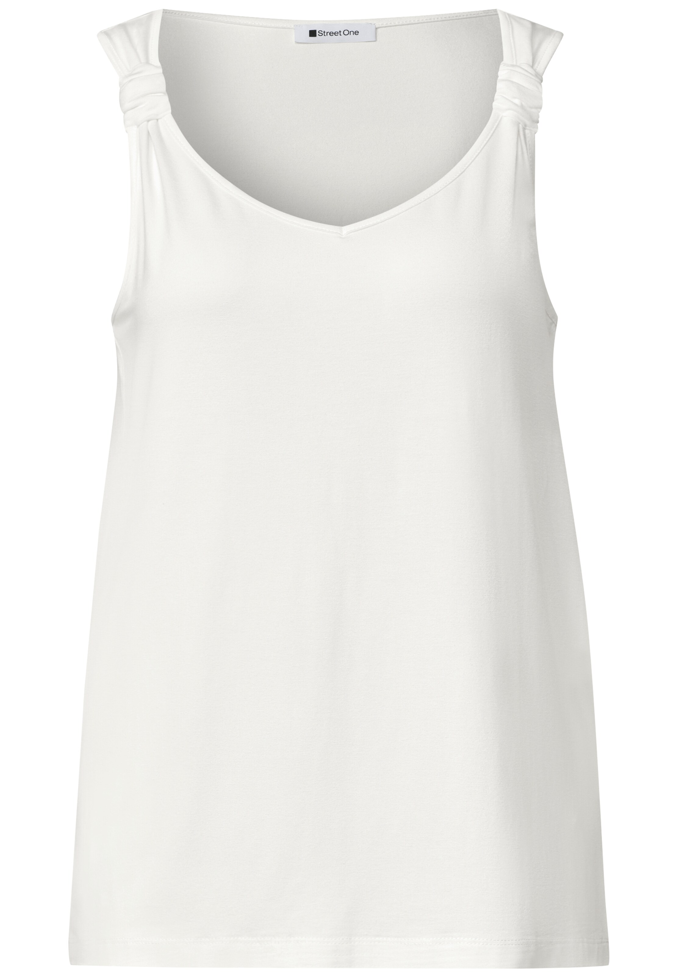 STREET ONE Top mit V-Neck und Knotendetail in Weiß: Vorderseite