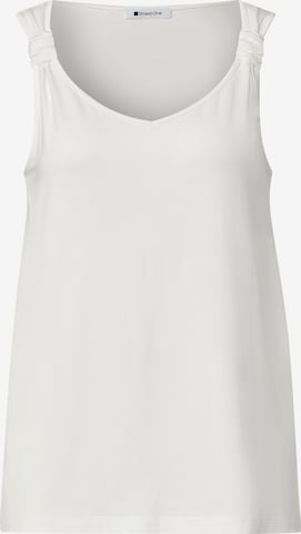 STREET ONE Top mit V-Neck und Knotendetail in Weiß: Vorderseite