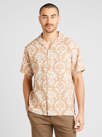 JACK & JONES Regular fit Overhemd 'ALIJAH' in Bruin: voorkant