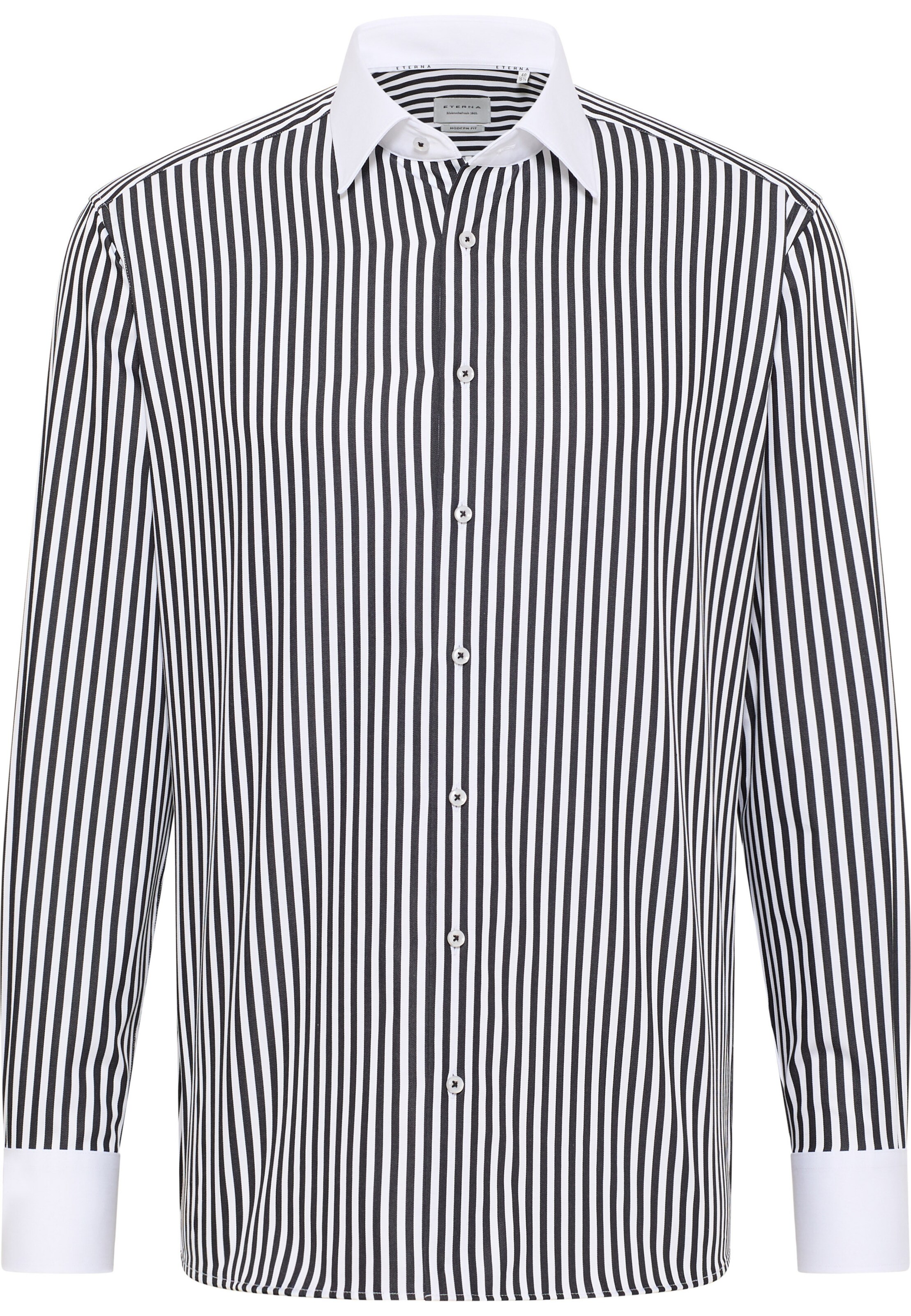 ETERNA Regular fit Zakelijk overhemd in Zwart: voorkant