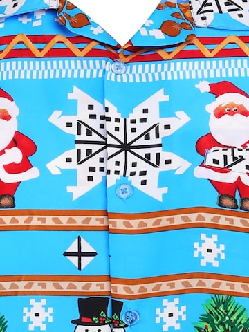 King Kameha - Ajuste regular Camisa 'Christmas Rows' en azul