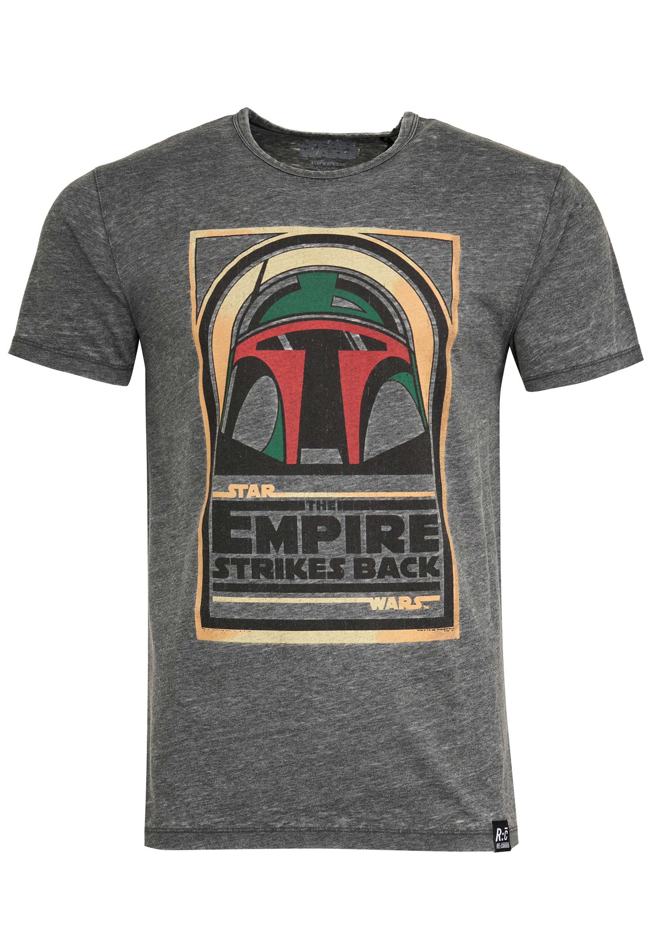 Recovered Shirt 'Star Wars Boba Fett Empire Strikes Back' in Grey: front