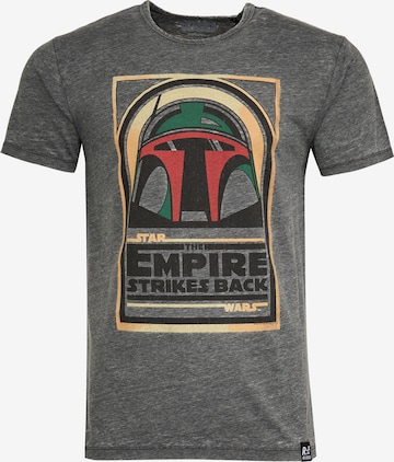 Recovered Shirt 'Star Wars Boba Fett Empire Strikes Back' in Grey: front