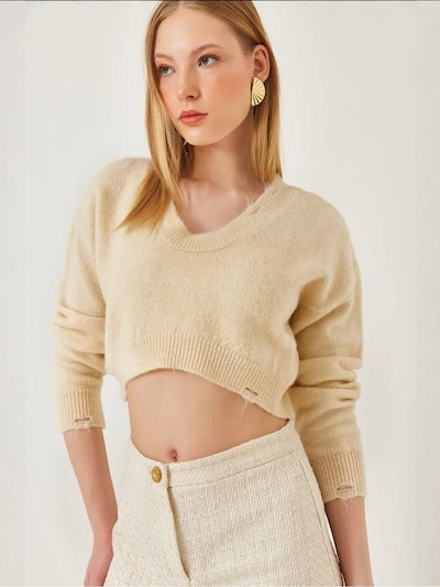 Bianco Lucci Top 'Strickoberteile' em S-M em bege, Vista do artigo