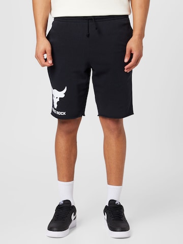 UNDER ARMOUR Tapered Sportbroek 'Project Rock' in Zwart: voorkant