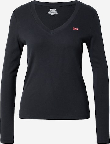 T-shirt 'Essential Housemark Long Sleeve V-Neck Tee' LEVI'S ® en gris : devant