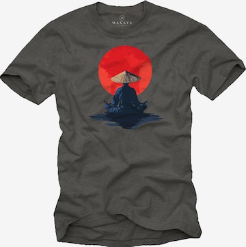 MAKAYA Shirt 'Cup Cat' in Grey: front