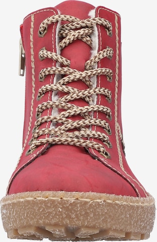 Rieker Lace-Up Ankle Boots in Red