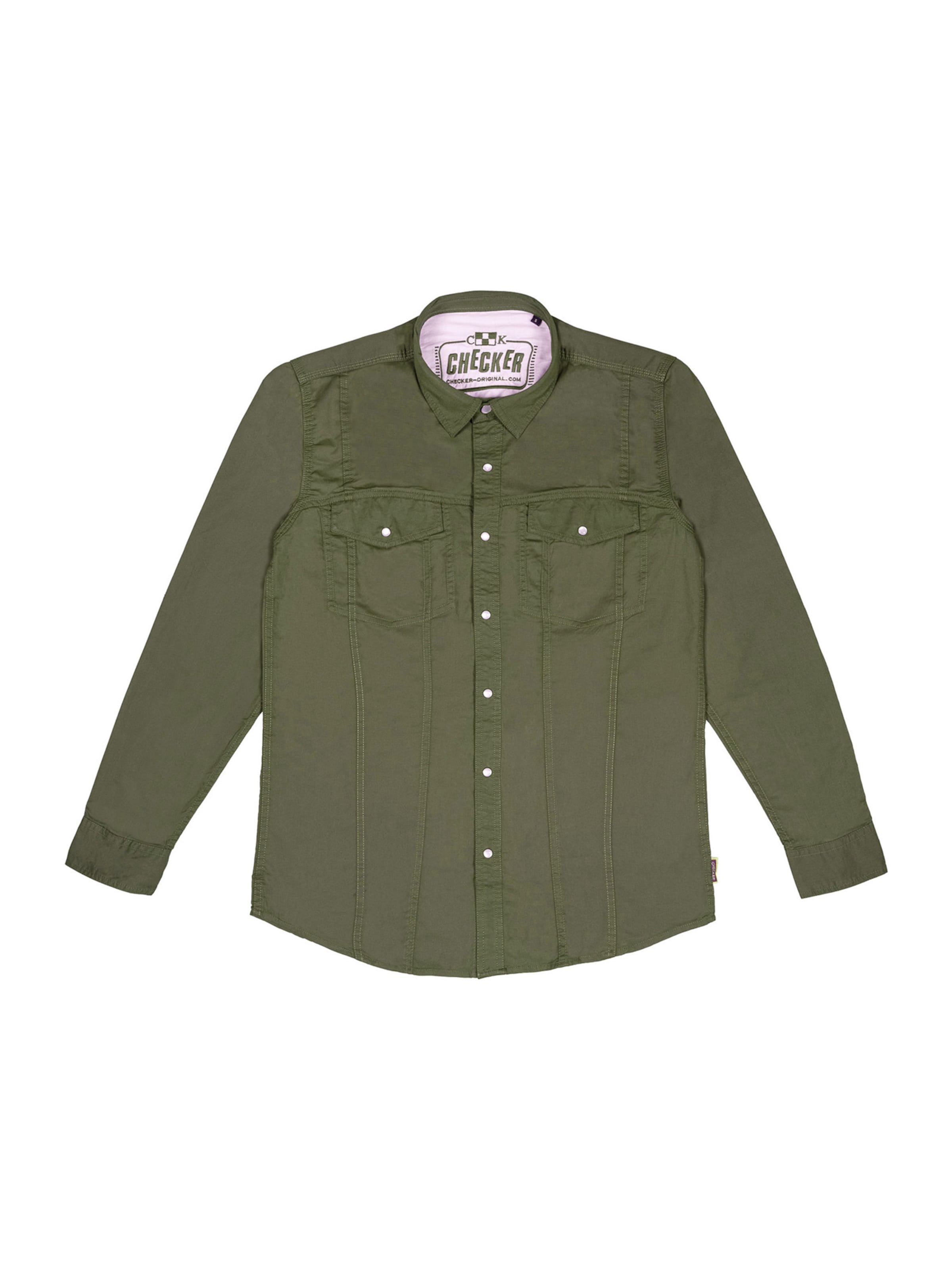 Checker Regular fit Button Up Shirt ' Dynasty Denim ' in Green: front