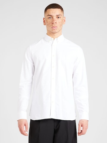KnowledgeCotton Apparel - Regular Fit Camisa 'Harald' em branco: frente