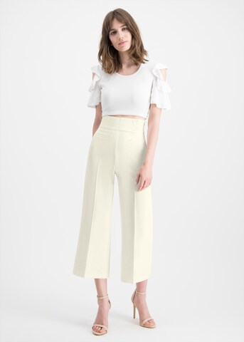 Nicowa Loose fit Pleated Pants 'Coradue' in White