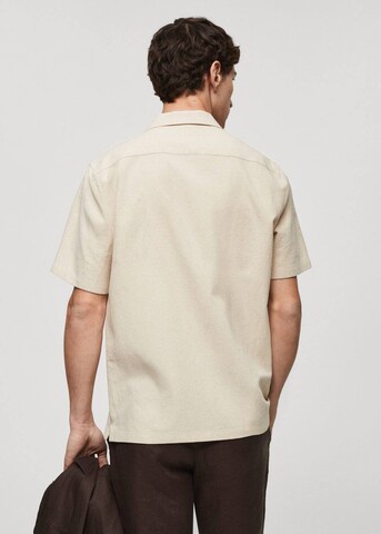 MANGO MAN Comfort fit Button Up Shirt 'Gozo' in Beige