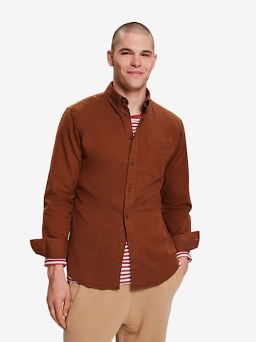 ESPRIT Regular fit Button Up Shirt in Brown: front