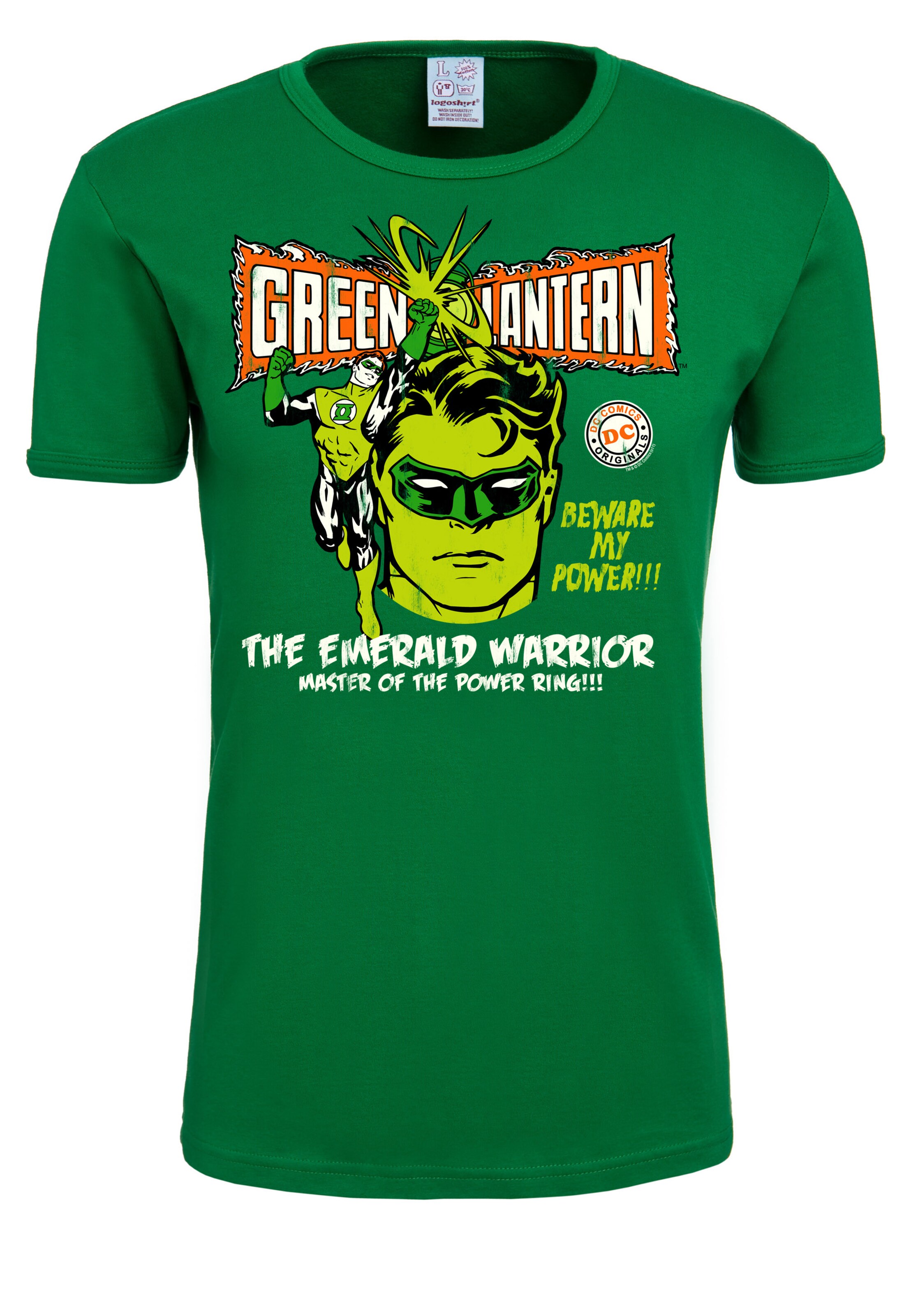 LOGOSHIRT Shirt 'Green Lantern Power' in Groen: voorkant