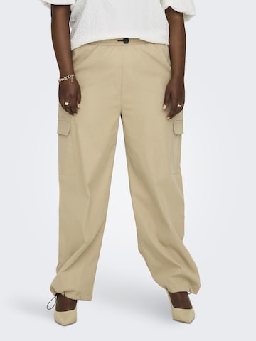 ONLY Carmakoma Tapered Cargo Pants in Beige: front