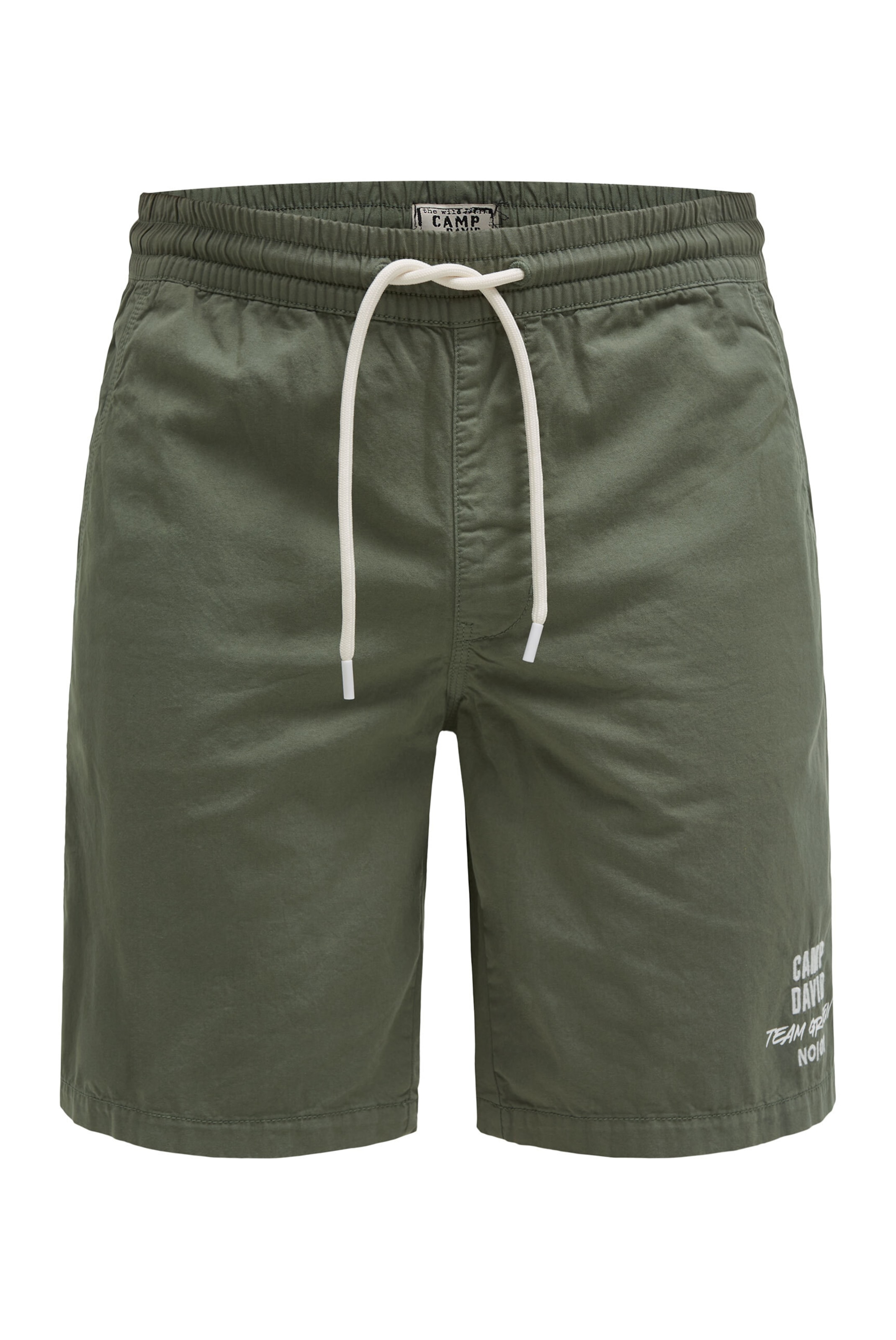 CAMP DAVID Regular Basic Shorts aus Twill mit Elastikbund in Grün: Vorderseite