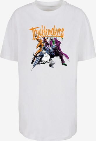 Maglia extra large 'Batman Troublemakers' di F4NT4STIC in bianco: frontale