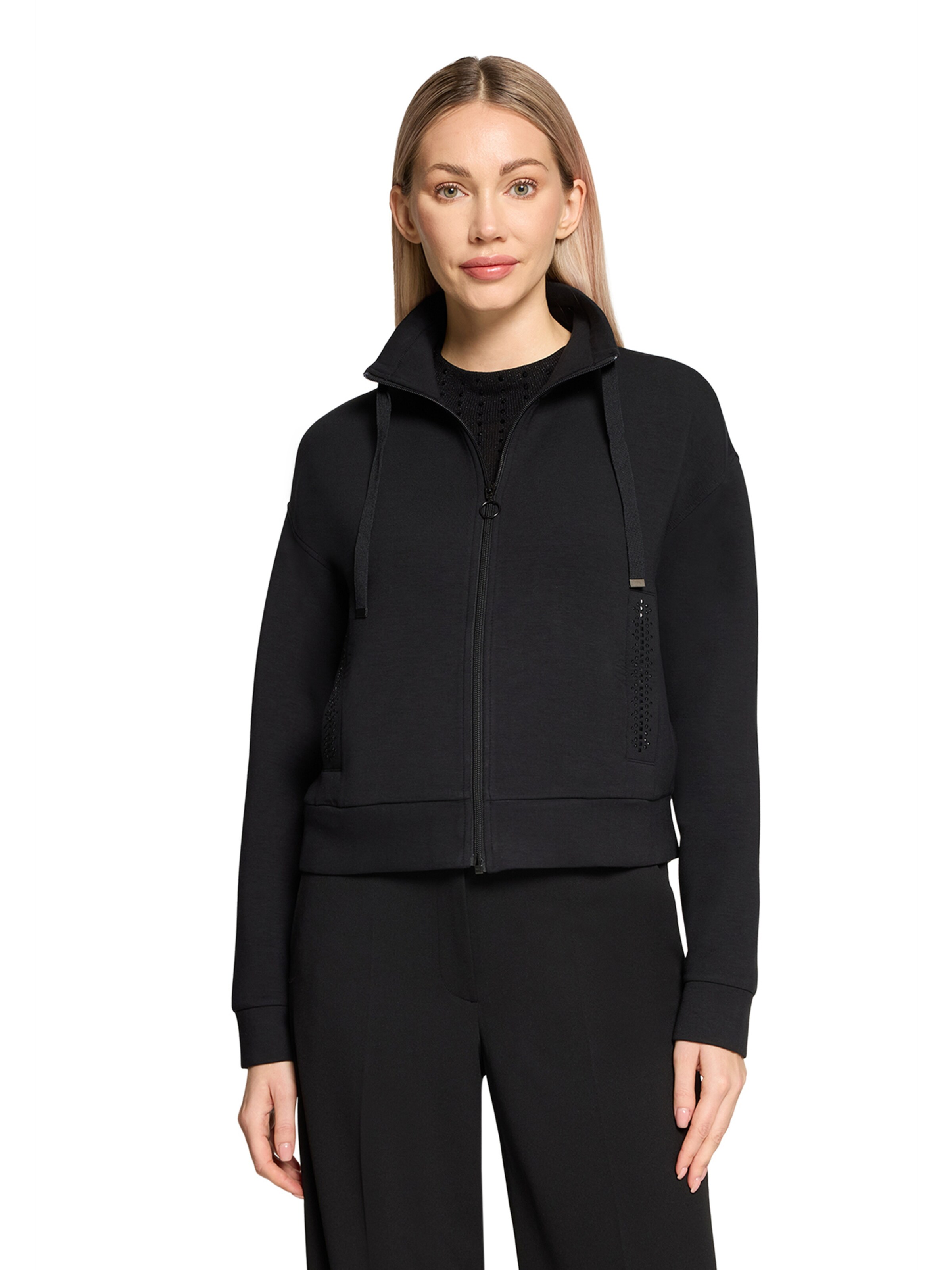 Betty Barclay Zip-Up Hoodie in Black: front