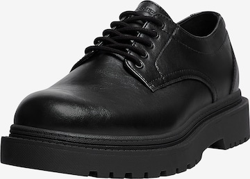 Pantofi cu șireturi de la Pull&Bear pe negru: față