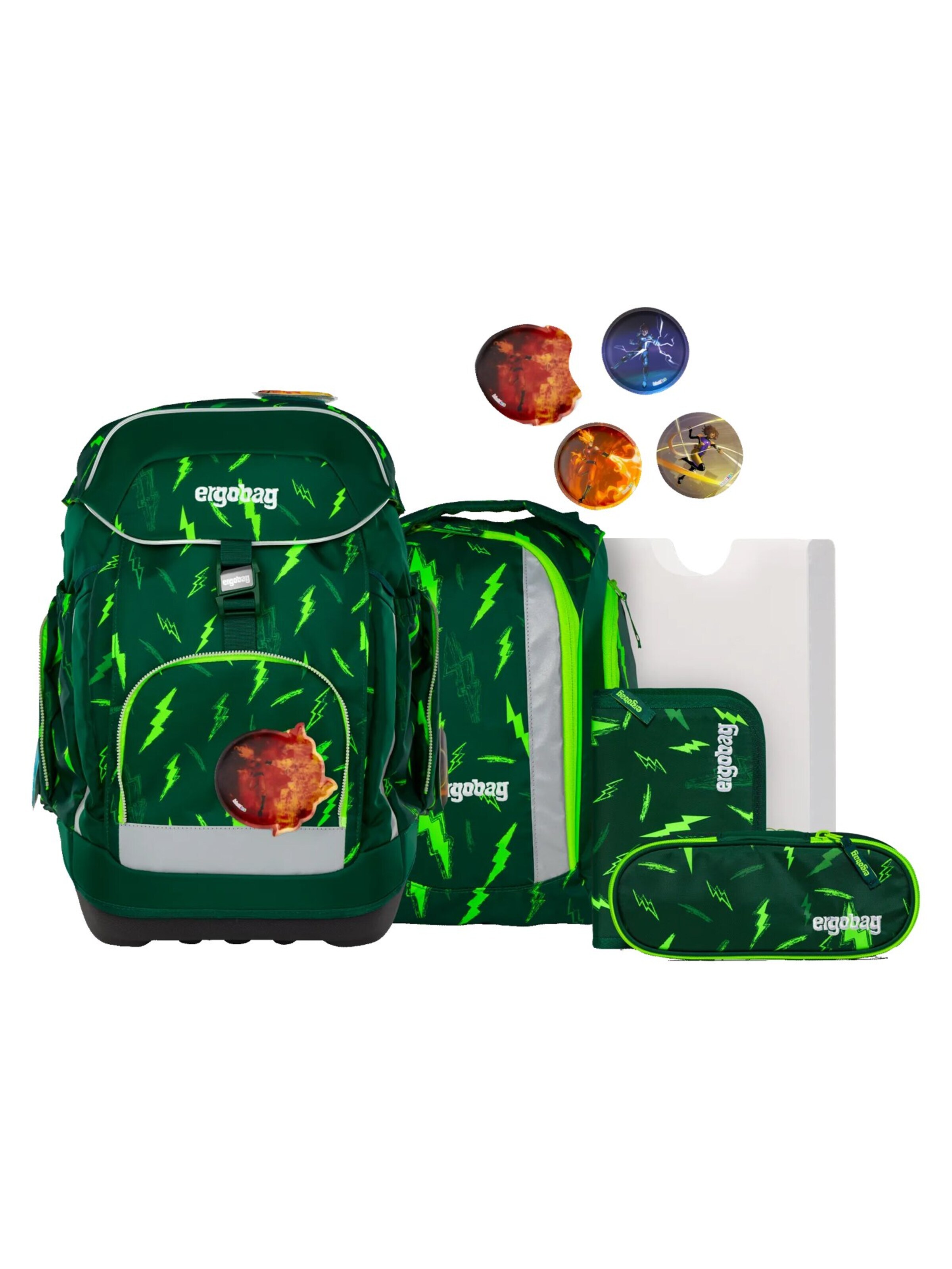 ergobag Backpack 'Schulranzen-Set maxi Set' in Green: front