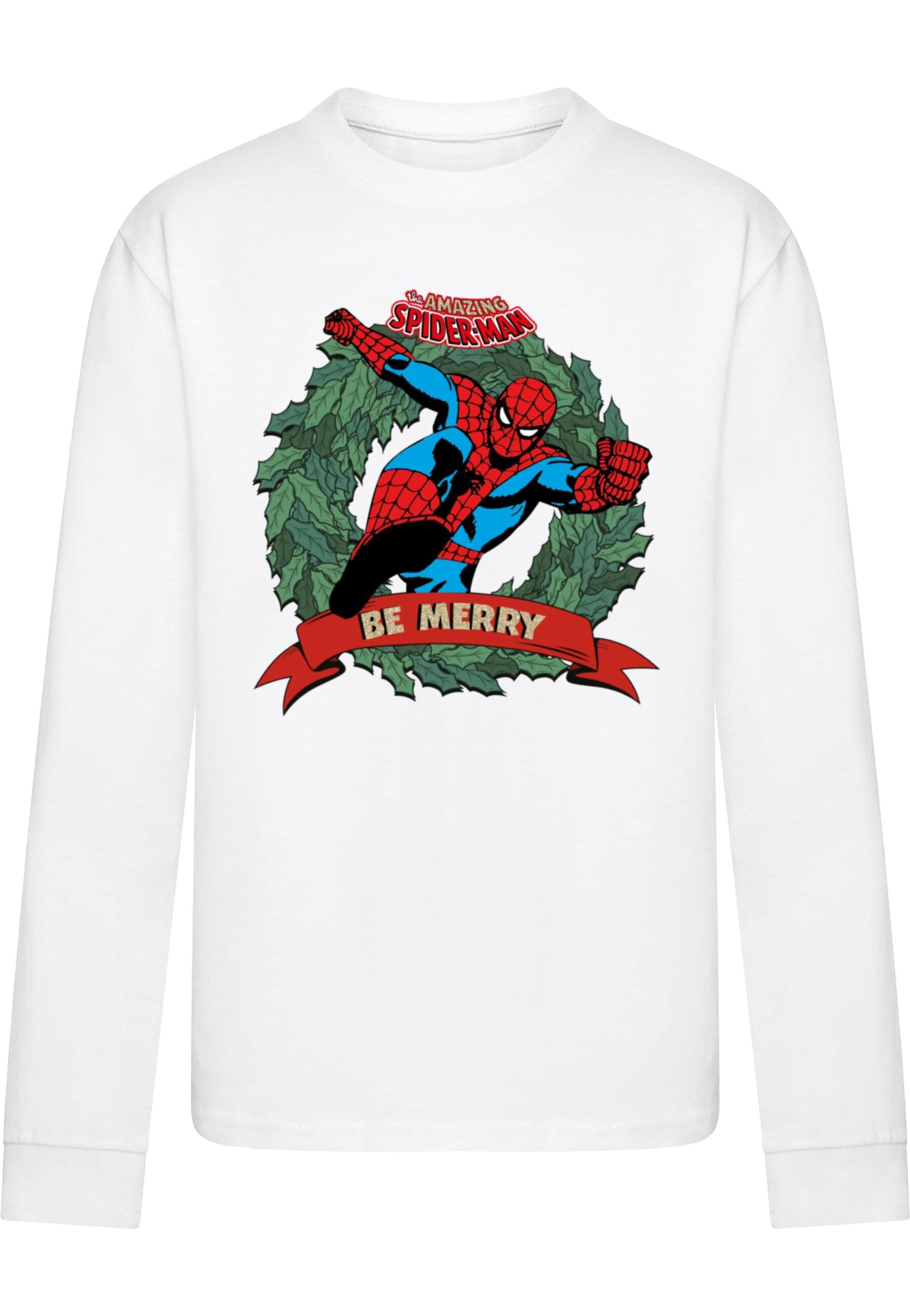 ABSOLUTE CULT Shirt 'Spider Man - Be Merry' in Wit: voorkant