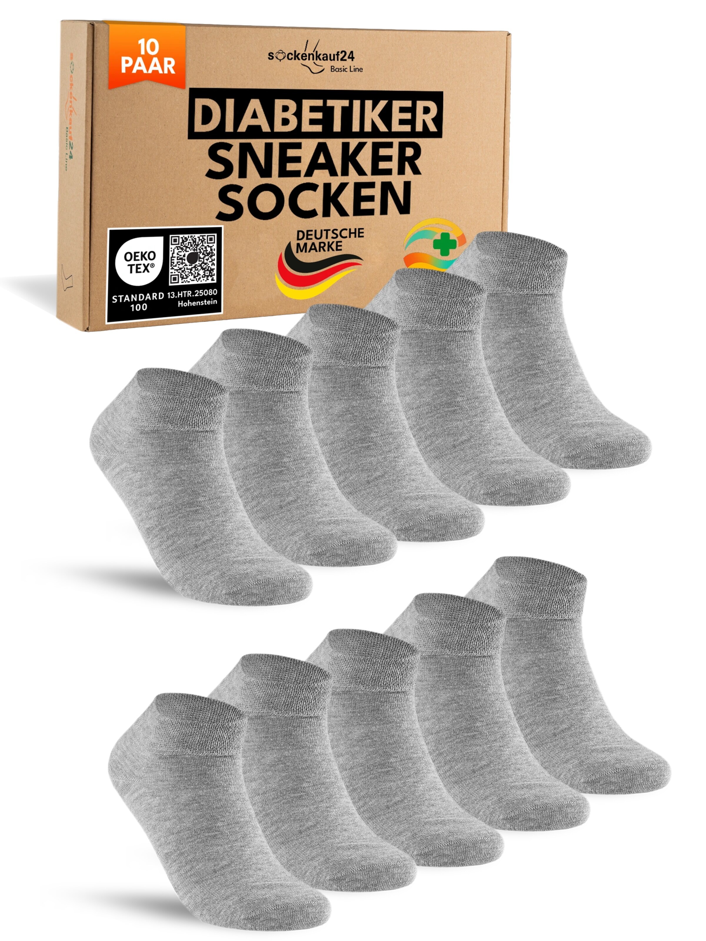 sockenkauf24 Socken 'Diabetiker Sneakersocken'‌ in 35-38 in grau, Produktansicht