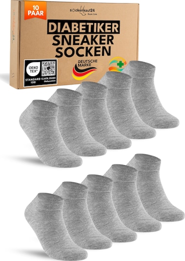 sockenkauf24 Socken 'Diabetiker Sneakersocken' in 35-38 in grau, Produktansicht