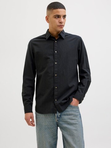 JACK & JONES Slim Fit Hemd 'JJESUMMER SHIRT LS'‌ in Schwarz: Vorderseite
