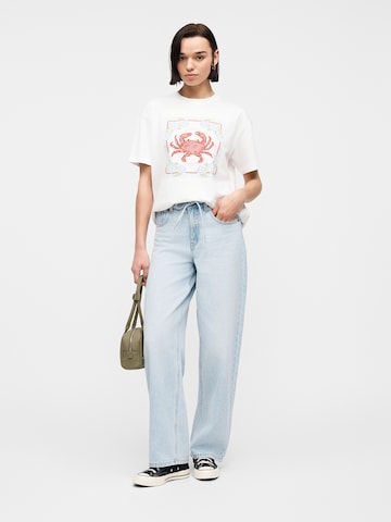 Abercrombie & Fitch Тениска 'CRAB' в бяло