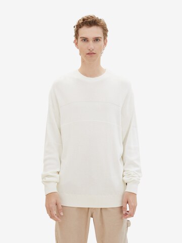 TOM TAILOR DENIM Sweater in White: front