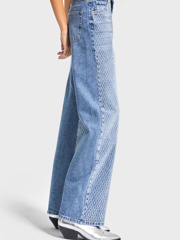 IT'S BASIC Regular Jeans 'EMMA Rhinestone Straight High Rise Jeans' in Blauw