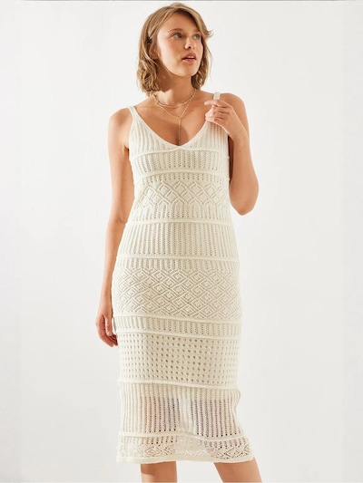 Bianco Lucci Strickkleid in S-M in beige, Produktansicht