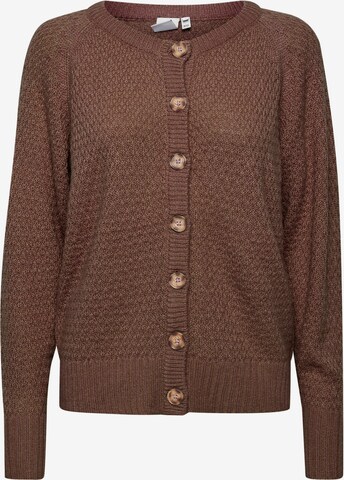 ICHI Knit Cardigan in Brown: front