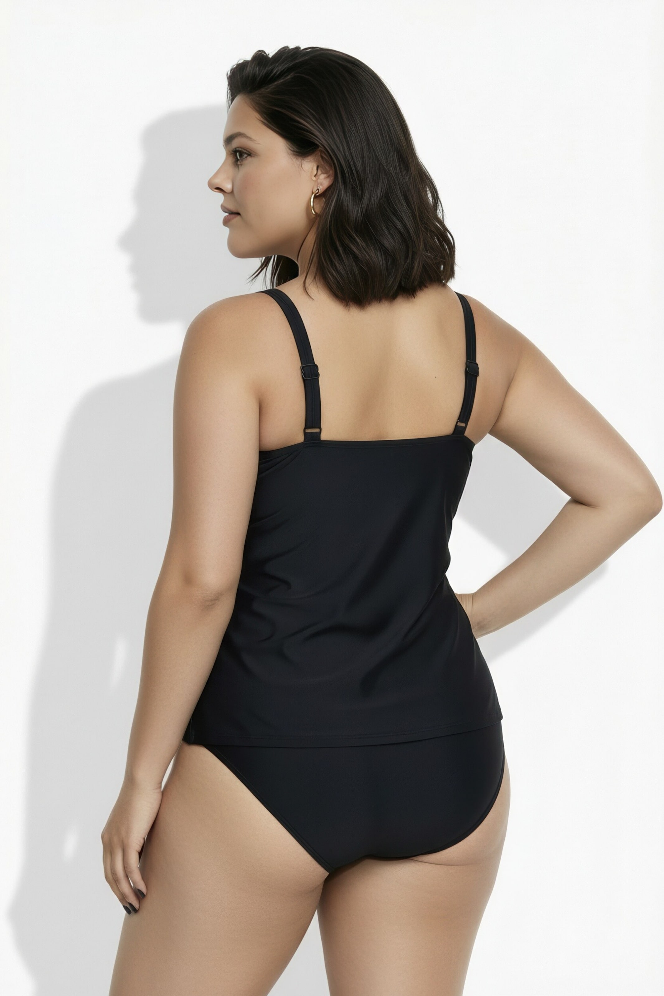 Ulla Popken Bustier Badeanzug in Schwarz