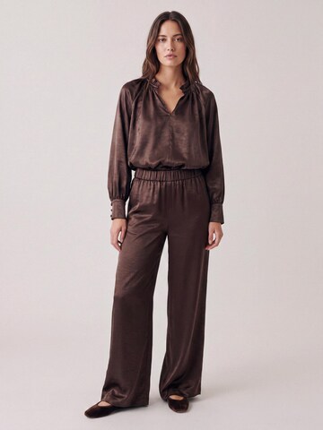 Honnête Atelier Wide leg Broek 'Nina trousers' in Bruin