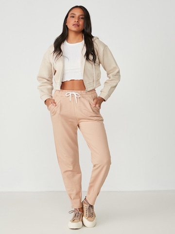 C&City Tapered Bandplooibroek in Bruin