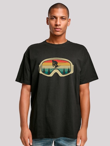 F4NT4STIC Shirt 'Retro Skibrille Wintersport' in Zwart: voorkant