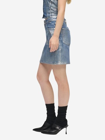 KARL LAGERFELD JEANS Skirt 'KLJ Hr Coated Dnm Mini Skirt B1W12018' in Silver