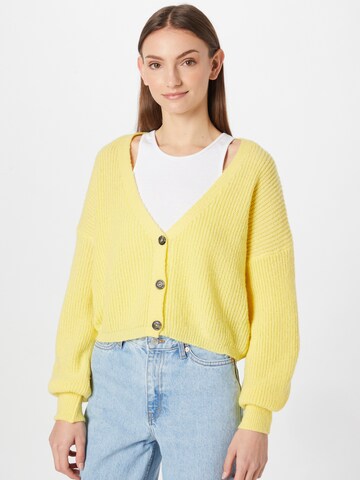 Alife and Kickin Knit Cardigan in Yellow: front
