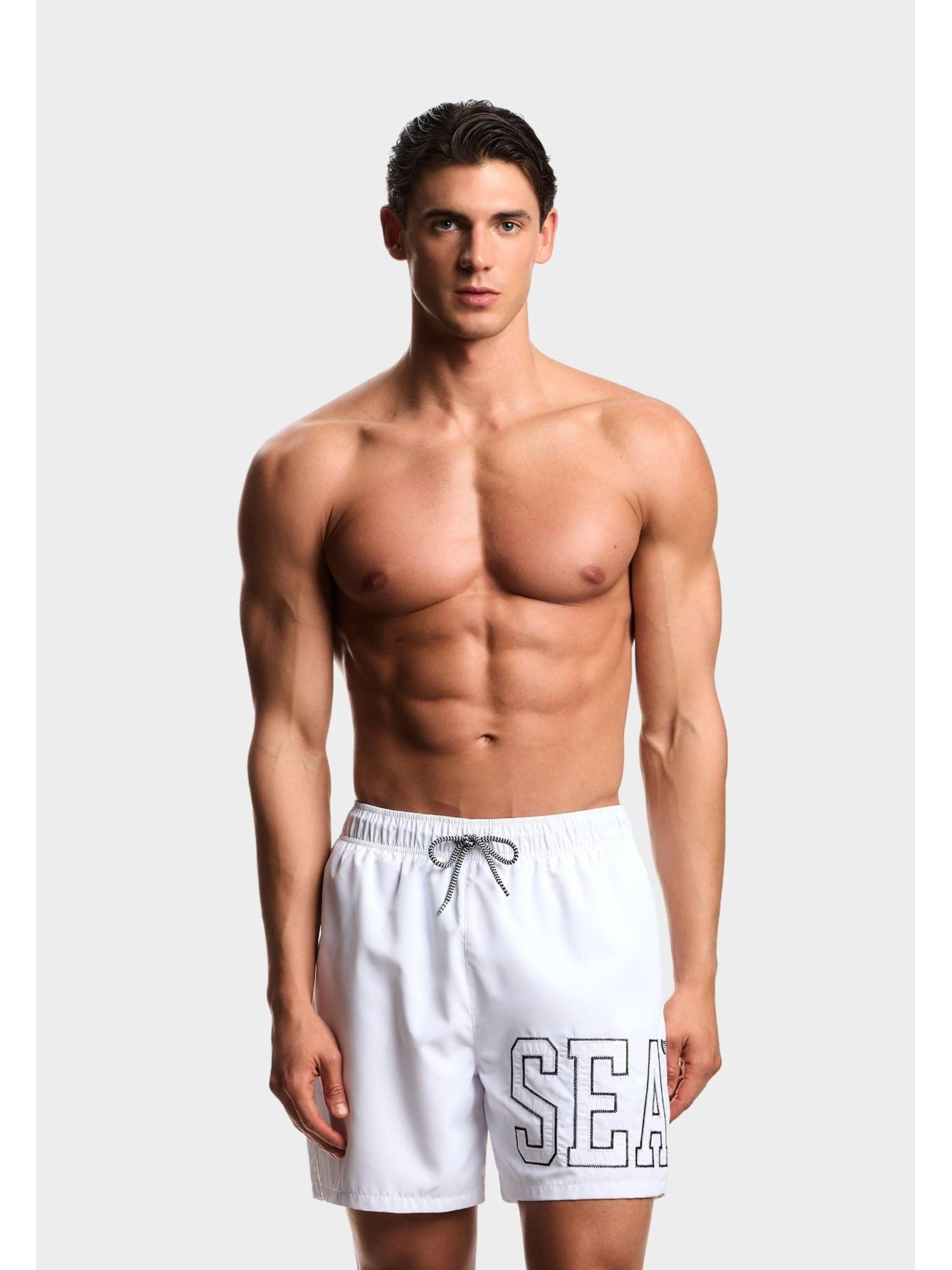 Shorts de bain 'Men's SEA Logo Swim Shorts' Emporio Armani en blanc